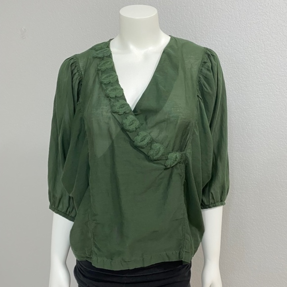 Anthropologie Meadow Rue Hunter Green Top